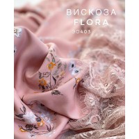 Вискоза Flora "Букетики на персиково-розовом"